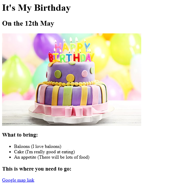 Birthday invite project